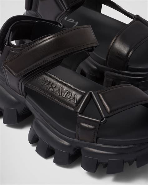 prada padded leather sport sandals|Prada women's high heeled sandals.